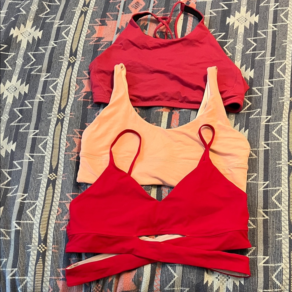 Set of Three Lululemon sports bras size 12